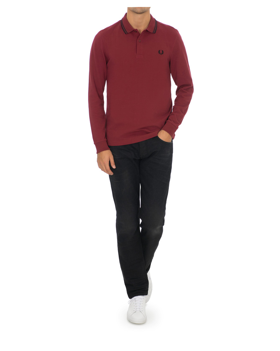 Hombres | Jerséis y prendas de punto | Fred Perry | Slim Fit Long Sleeve Polo Twin Tip Wine Red
