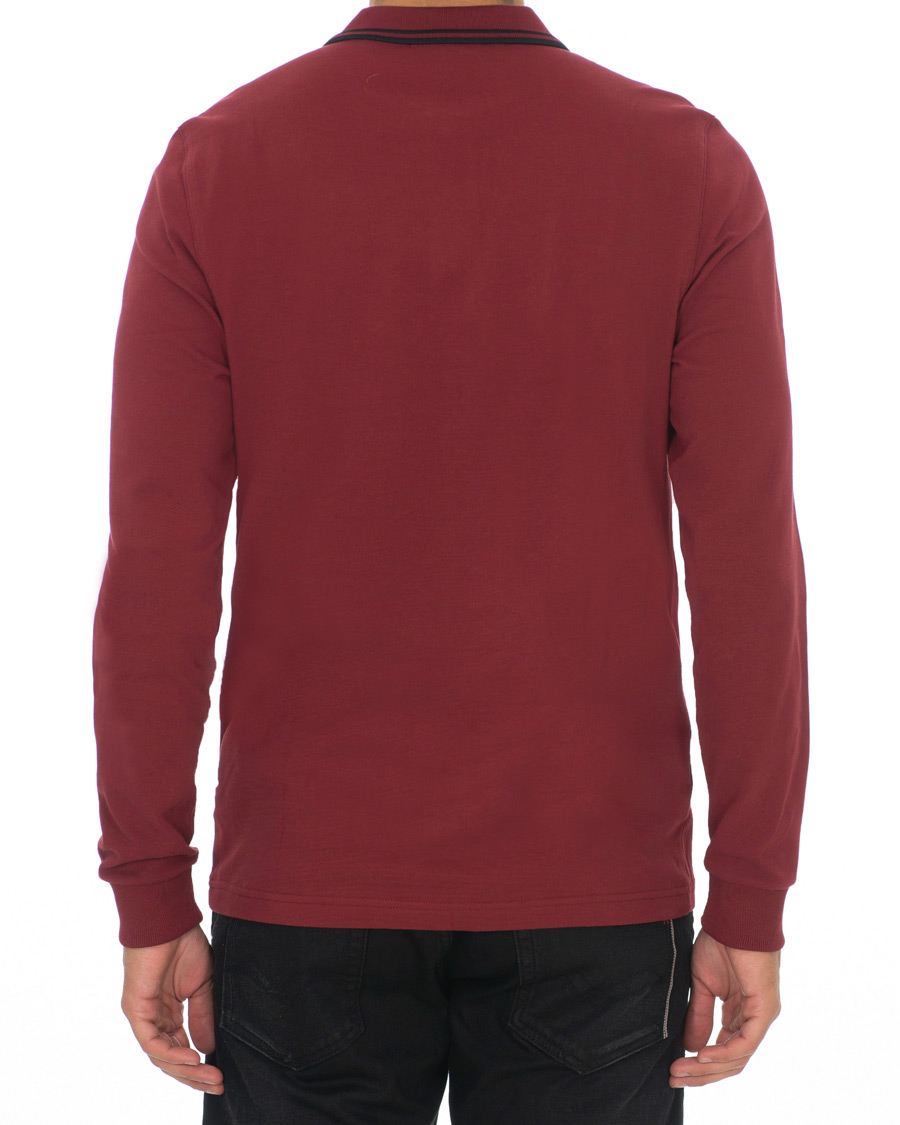 Hombres | Jerséis y prendas de punto | Fred Perry | Slim Fit Long Sleeve Polo Twin Tip Wine Red