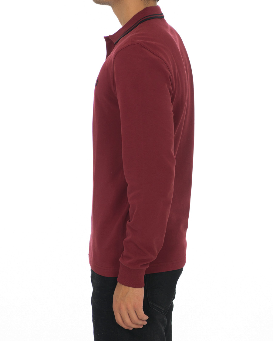 Hombres | Jerséis y prendas de punto | Fred Perry | Slim Fit Long Sleeve Polo Twin Tip Wine Red