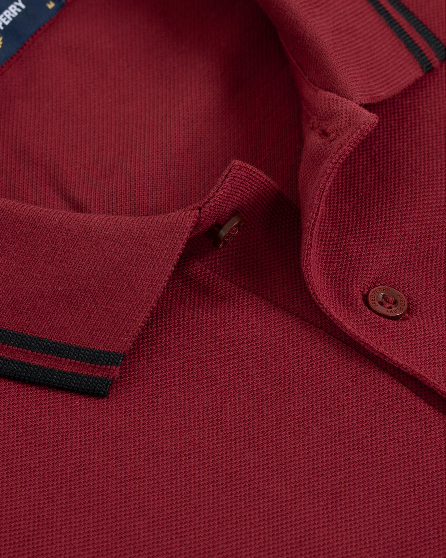 Hombres | Jerséis y prendas de punto | Fred Perry | Slim Fit Long Sleeve Polo Twin Tip Wine Red