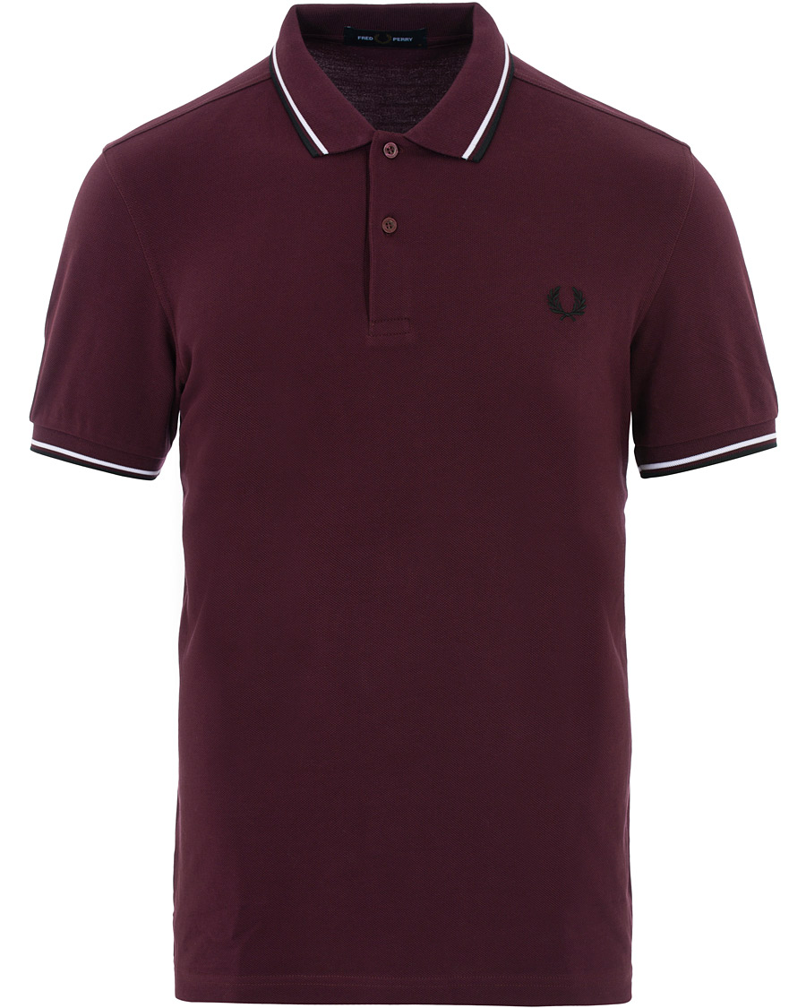 Hombres | Polos | Fred Perry | Slim Fit Polo Twin Tip Wine Red/White