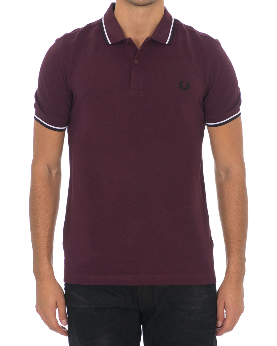 Hombres | Polos | Fred Perry | Slim Fit Polo Twin Tip Wine Red/White