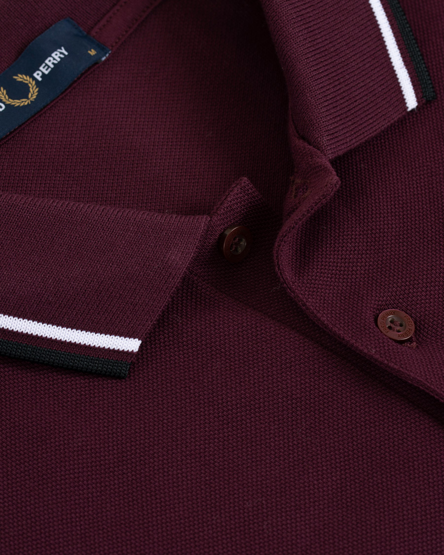 Hombres | Polos | Fred Perry | Slim Fit Polo Twin Tip Wine Red/White