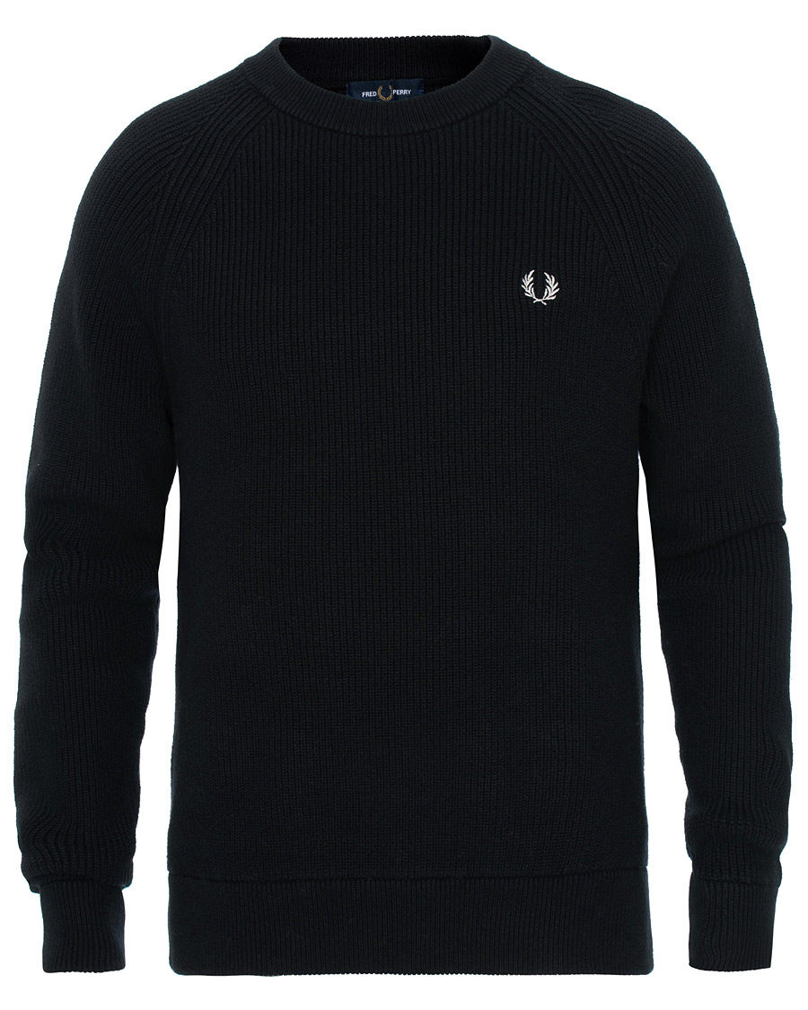 Hombres | Jerséis y prendas de punto | Fred Perry | Ribbed Crew Neck Jumper Black