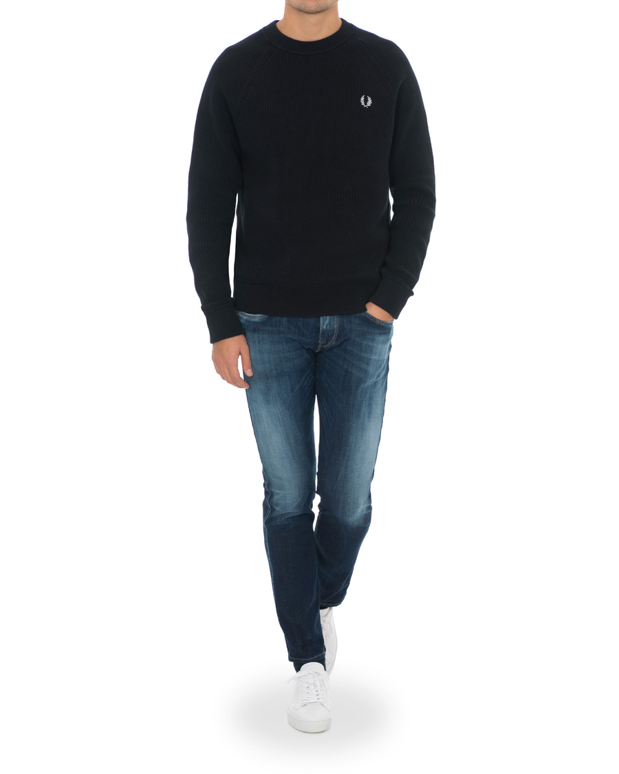 Hombres | Jerséis y prendas de punto | Fred Perry | Ribbed Crew Neck Jumper Black
