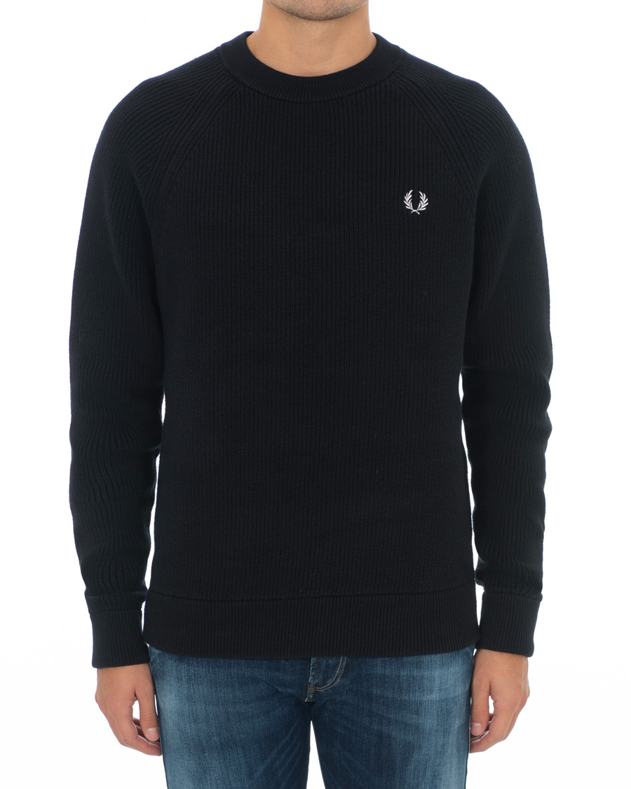 Hombres | Jerséis y prendas de punto | Fred Perry | Ribbed Crew Neck Jumper Black