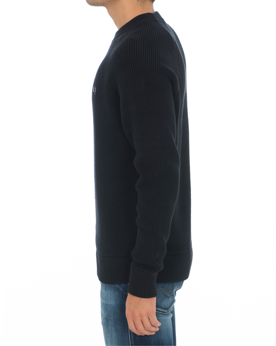 Hombres | Jerséis y prendas de punto | Fred Perry | Ribbed Crew Neck Jumper Black