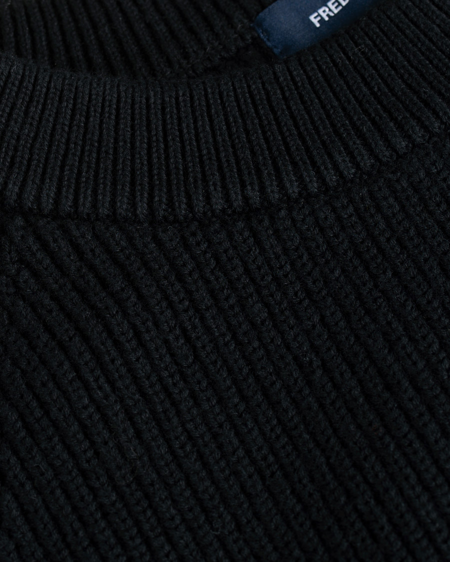 Hombres | Jerséis y prendas de punto | Fred Perry | Ribbed Crew Neck Jumper Black