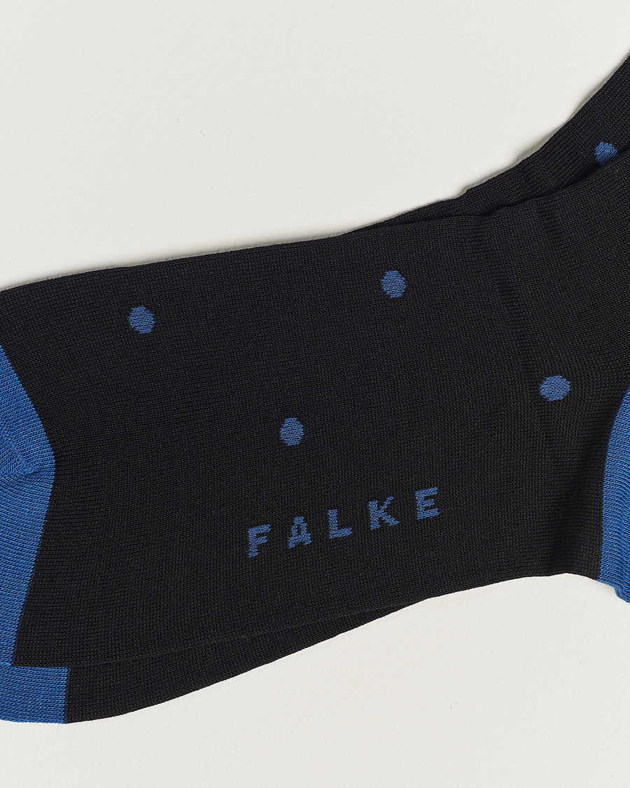 Hombres |  | Falke | Cotton Dot Sock Black/Sapphire