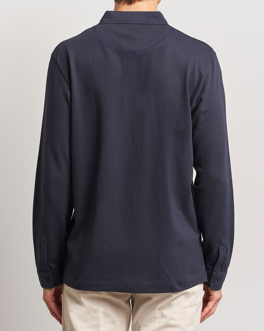 Hombres | Polos | Sunspel | Long Sleeve Riviera Polo Shirt Navy