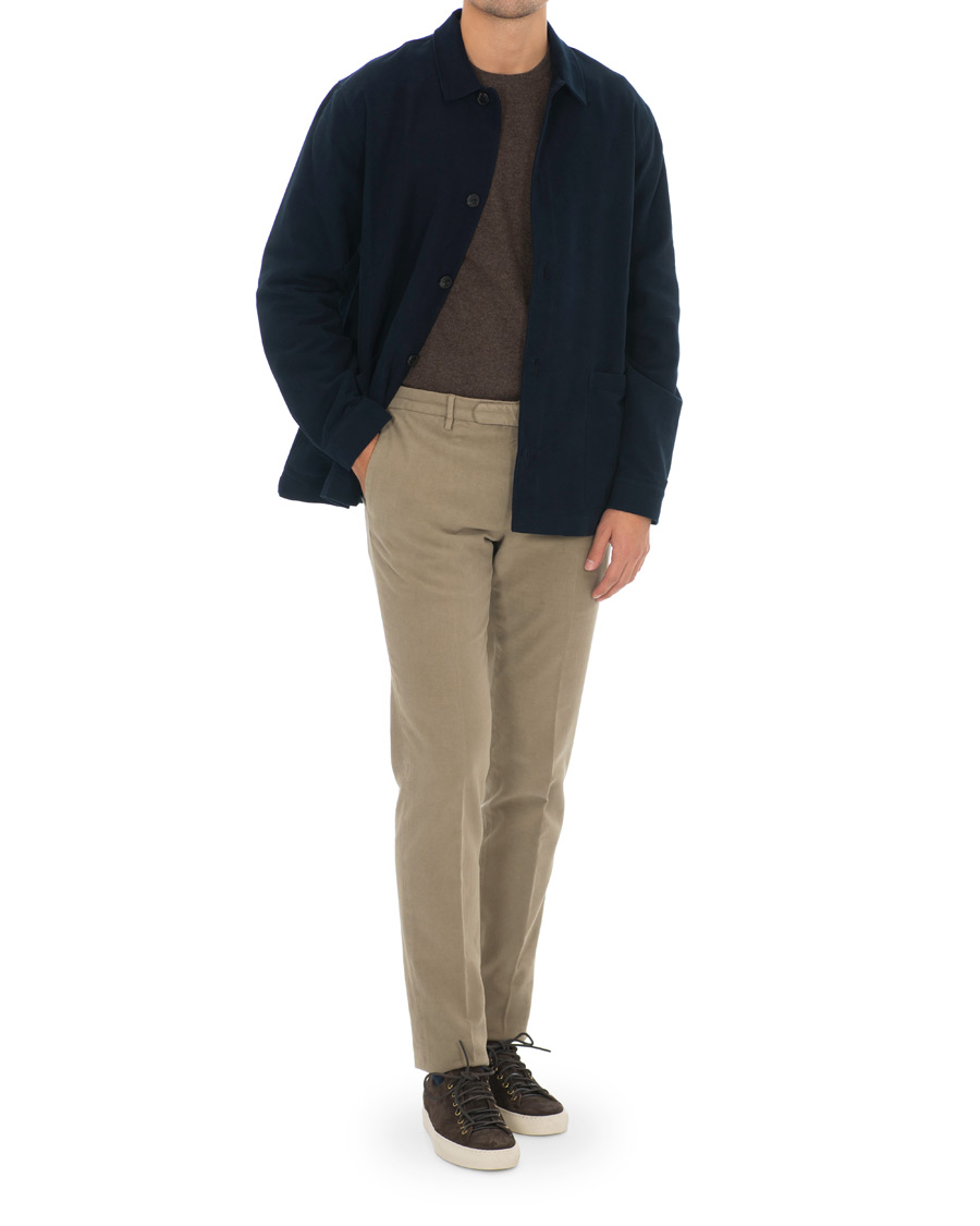 Hombres | Camisas | Sunspel | Twin Pocket Moleskin Jacket Navy