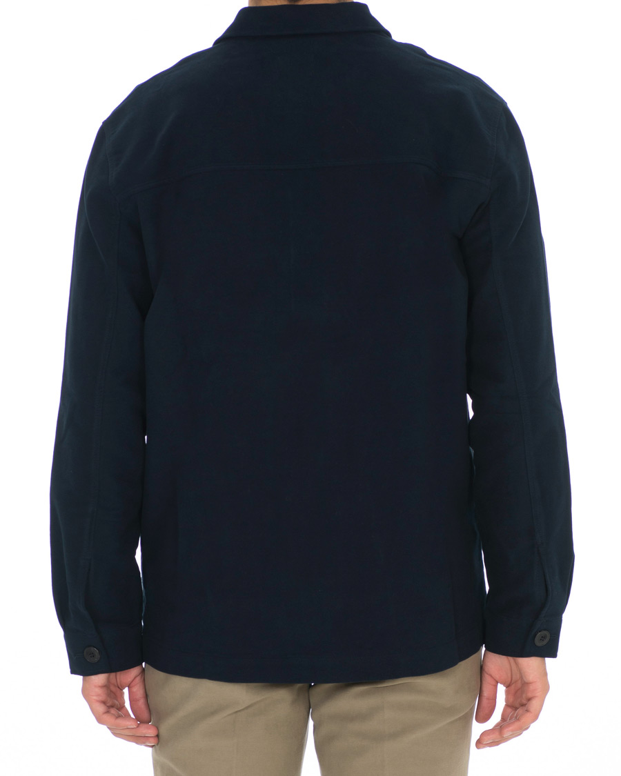 Hombres | Camisas | Sunspel | Twin Pocket Moleskin Jacket Navy