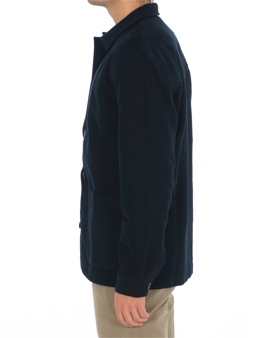 Hombres | Camisas | Sunspel | Twin Pocket Moleskin Jacket Navy