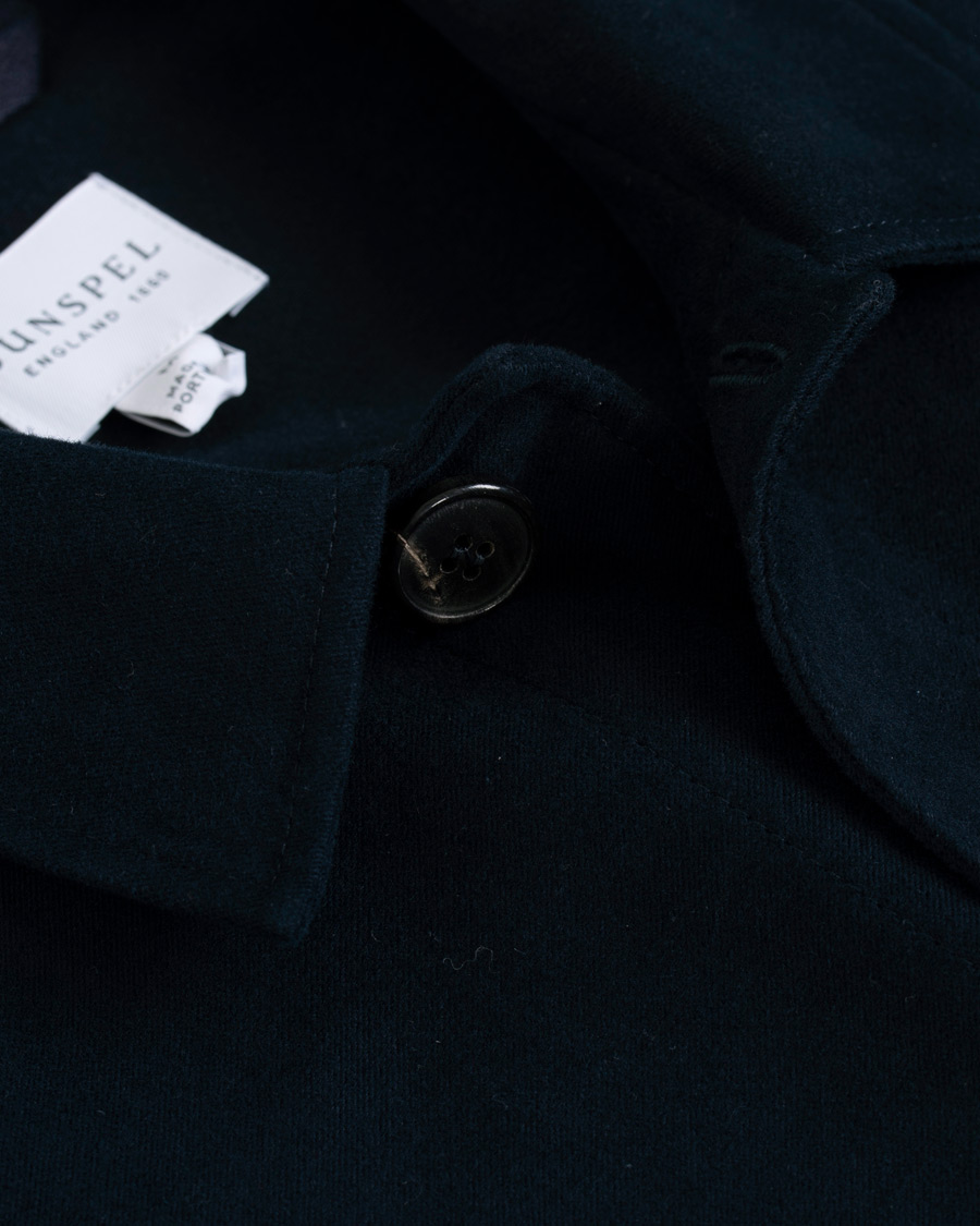 Hombres | Camisas | Sunspel | Twin Pocket Moleskin Jacket Navy
