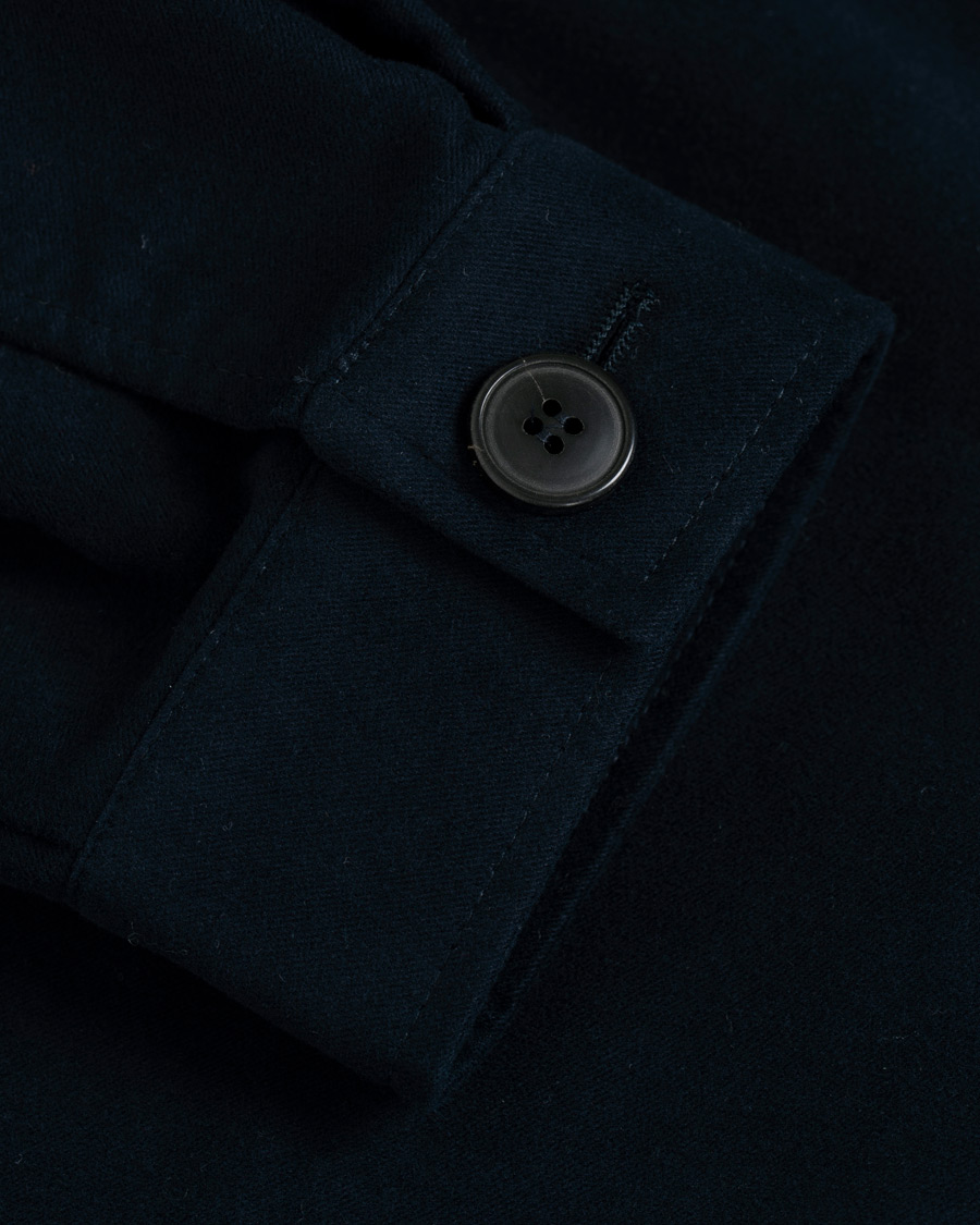 Hombres | Camisas | Sunspel | Twin Pocket Moleskin Jacket Navy