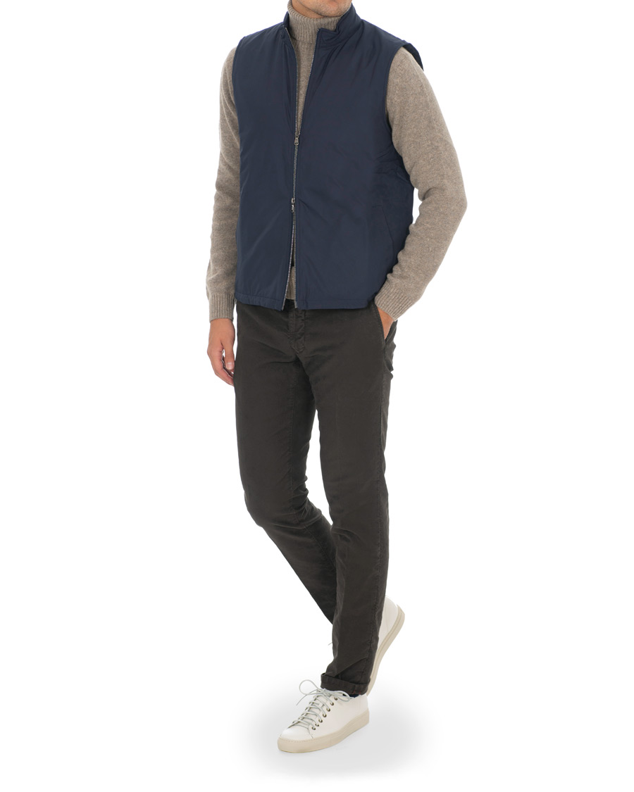 Hombres | Abrigos y chaquetas | Sunspel | Padded Full Zip Gilet Navy