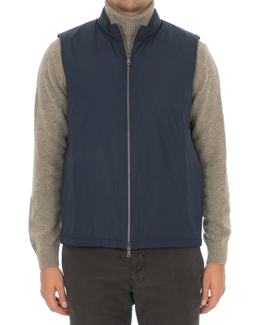 Hombres | Abrigos y chaquetas | Sunspel | Padded Full Zip Gilet Navy