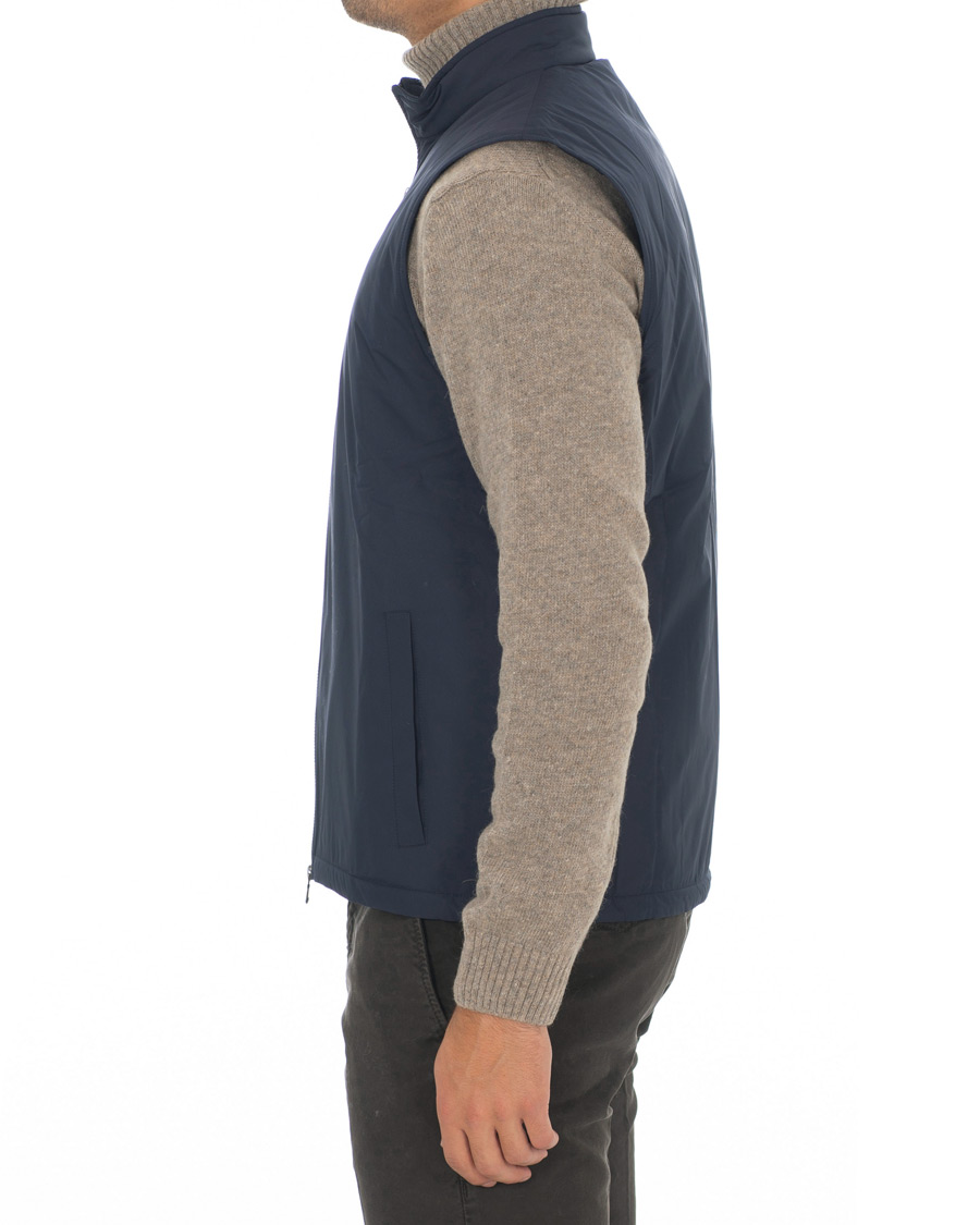 Hombres | Abrigos y chaquetas | Sunspel | Padded Full Zip Gilet Navy