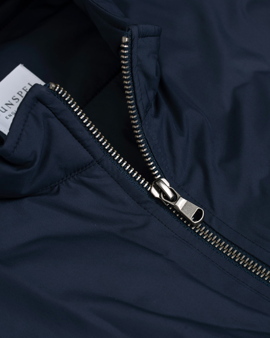 Hombres | Abrigos y chaquetas | Sunspel | Padded Full Zip Gilet Navy