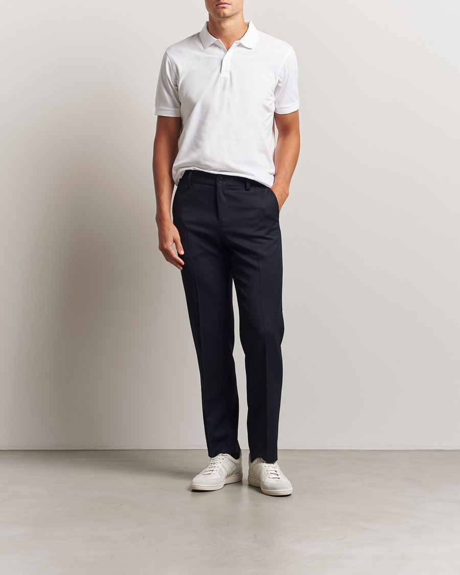 Hombres | Polos | Sunspel | Short Sleeve Pique Polo White