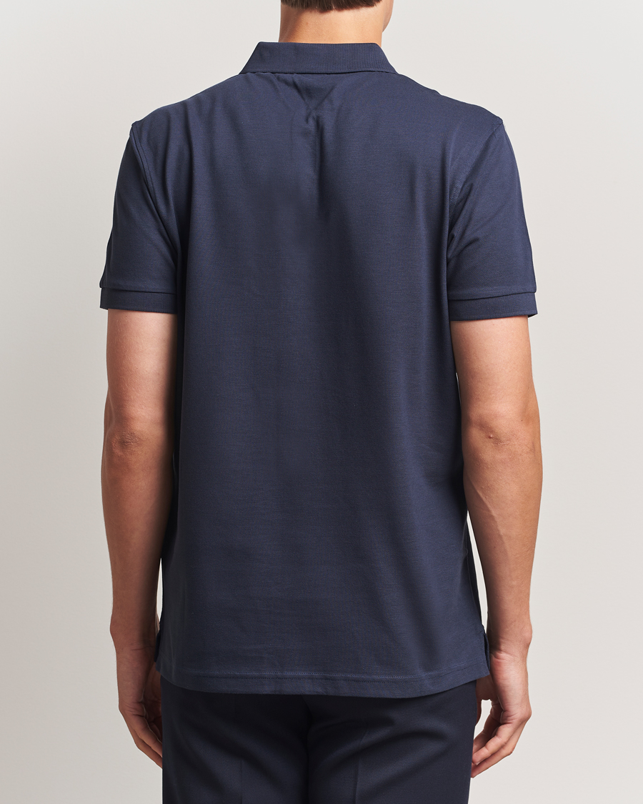 Hombres | Polos | Sunspel | Short Sleeve Pique Polo Navy
