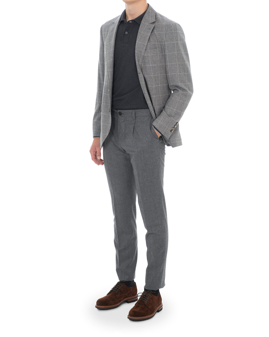 Hombres | Blazers | Brunello Cucinelli | Windowpane Check Blazer Light Grey