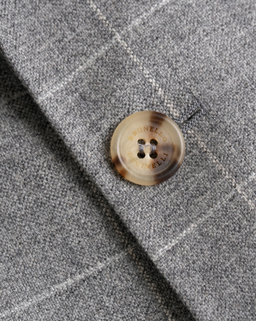 Hombres | Blazers | Brunello Cucinelli | Windowpane Check Blazer Light Grey