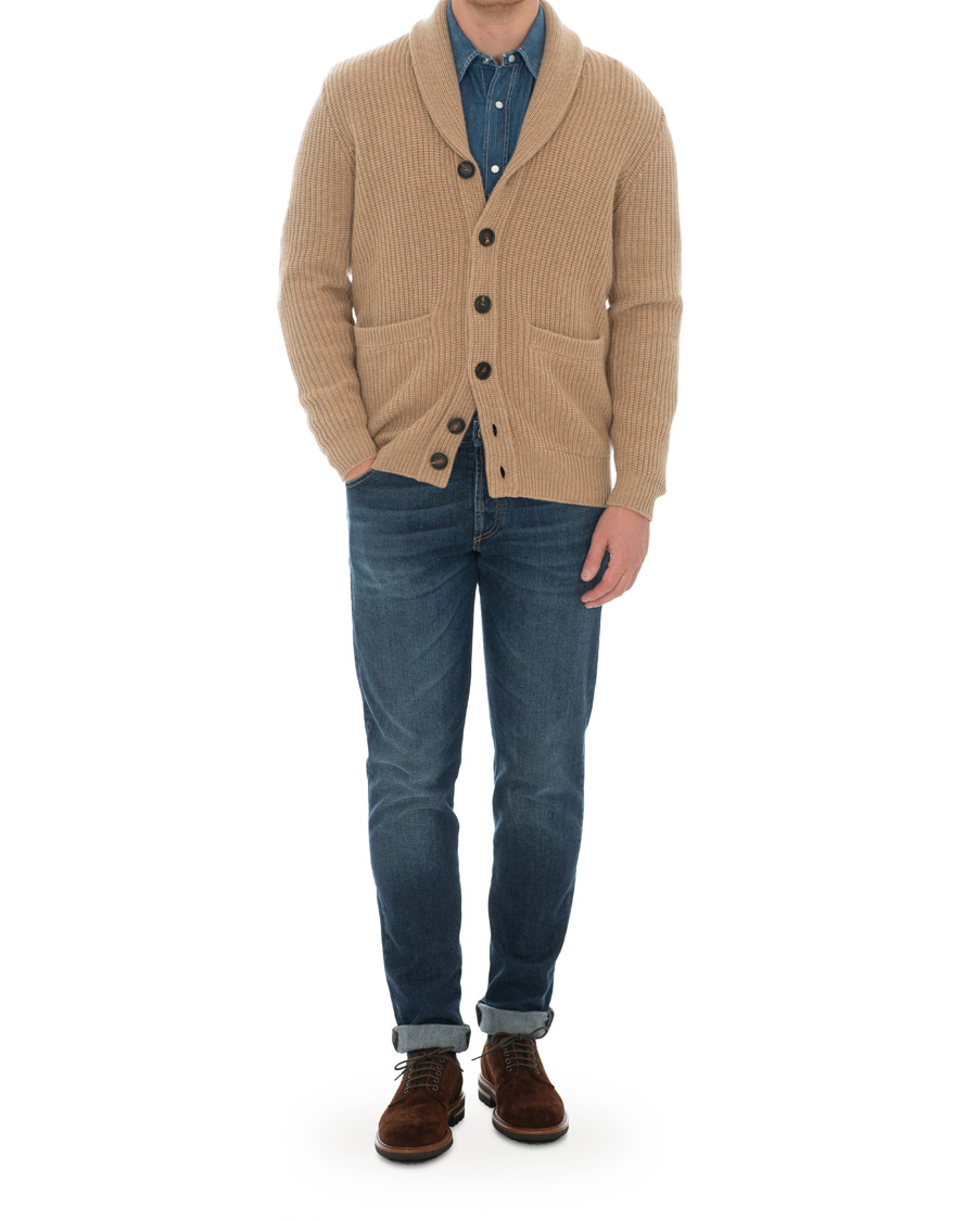 Hombres | Jerséis y prendas de punto | Brunello Cucinelli | Cashmere Blend Shawl Collar Cardigan Camel