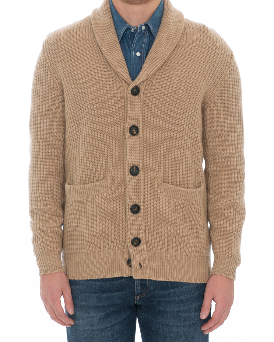Hombres | Jerséis y prendas de punto | Brunello Cucinelli | Cashmere Blend Shawl Collar Cardigan Camel