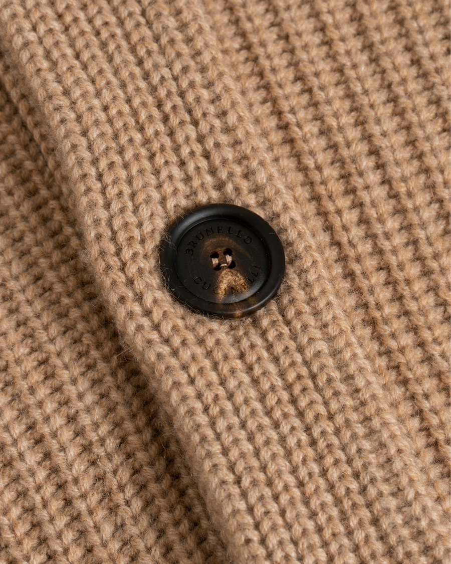 Hombres | Jerséis y prendas de punto | Brunello Cucinelli | Cashmere Blend Shawl Collar Cardigan Camel