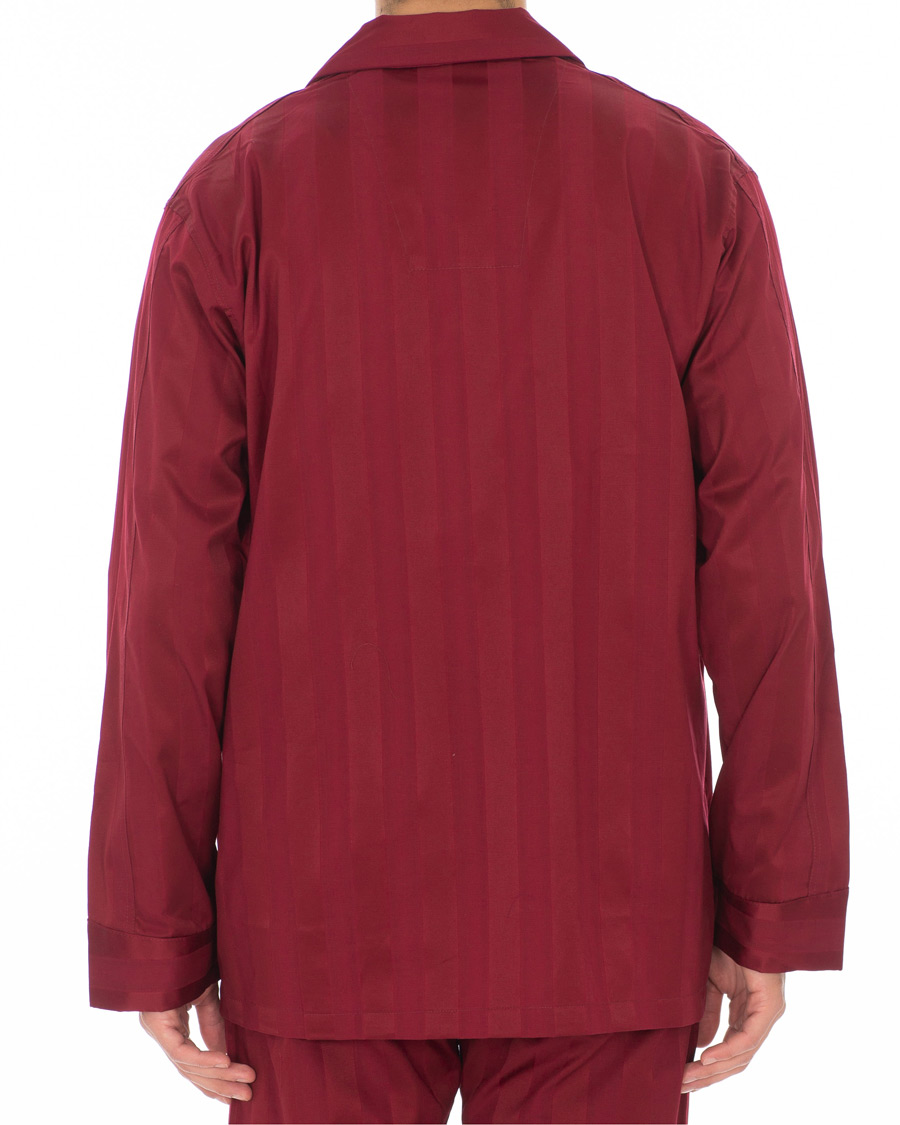 Hombres | Pijamas y batas | Derek Rose | Cotton Satin Striped Pyjama Set Wine Red