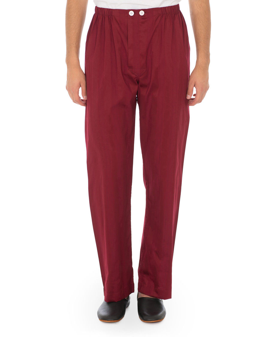 Hombres | Pijamas y batas | Derek Rose | Cotton Satin Striped Pyjama Set Wine Red