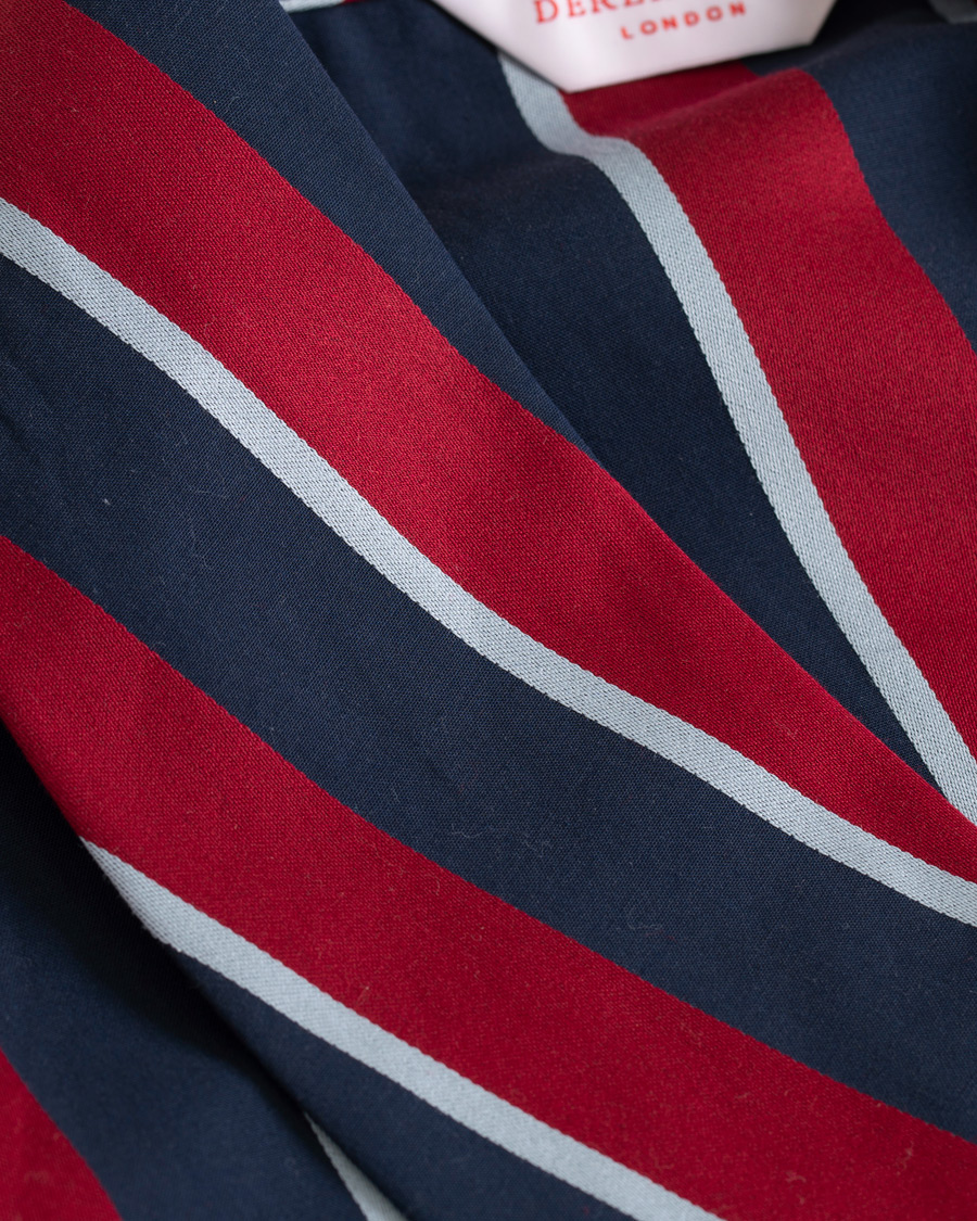 Hombres | Pijamas y batas | Derek Rose | Striped Cotton Satin Dressing Gown Red/Blue/White