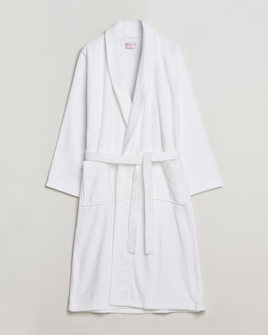 Hombres | Derek Rose Cotton Velour Gown White | Derek Rose | Cotton Velour Gown White