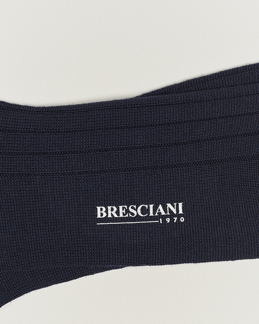 Hombres |  | Bresciani | Wool/Nylon Heavy Ribbed Socks Navy
