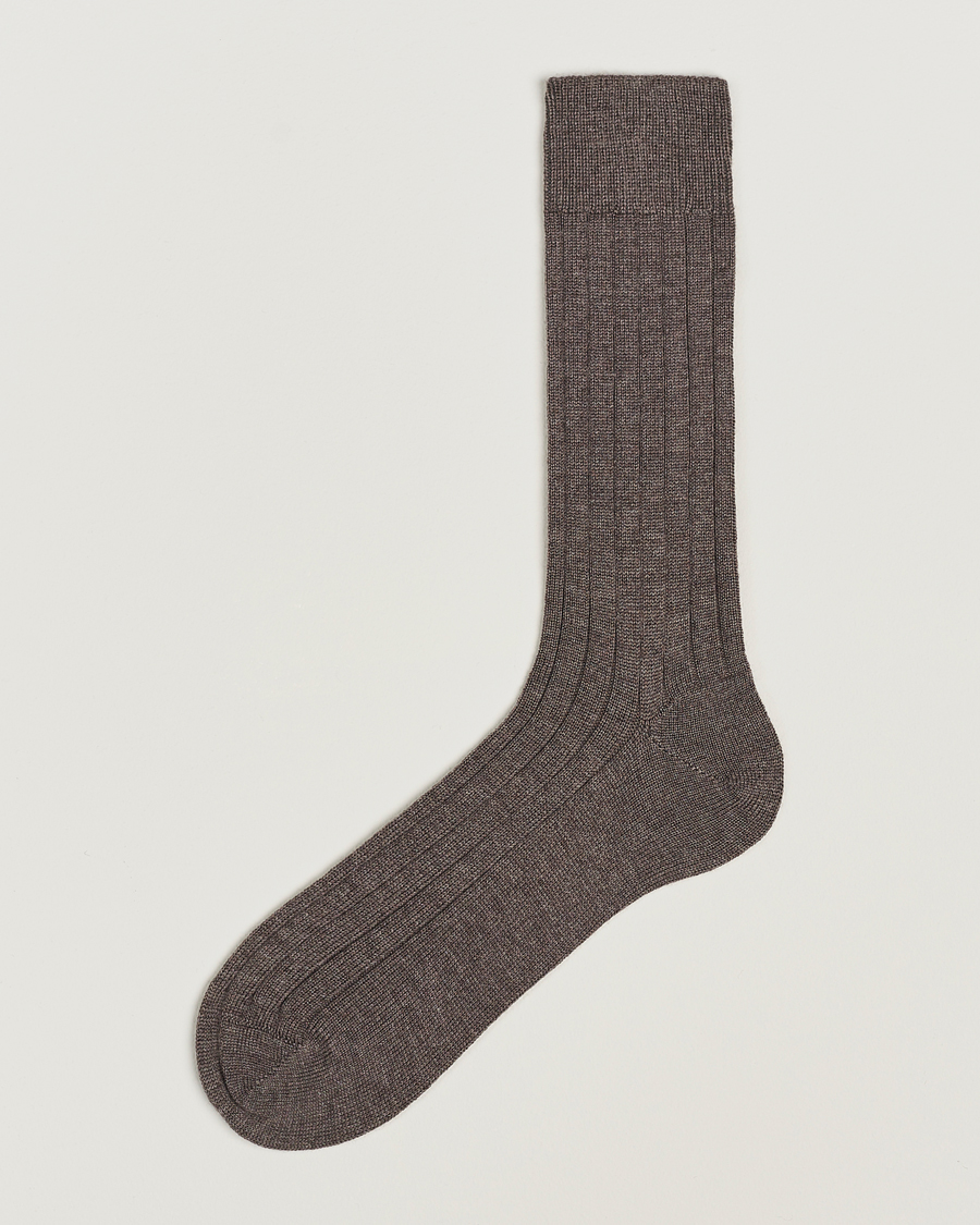 Hombres | Ropa interior y calcetines | Bresciani | Wool/Nylon Heavy Ribbed Socks Taupe