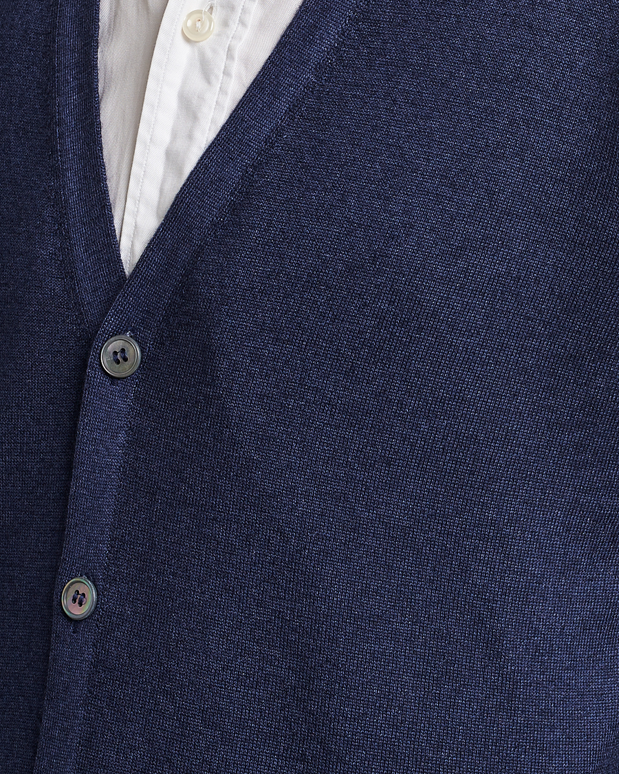 Hombres | Jerséis y prendas de punto | Gran Sasso | Vintage Merino Fashion Fit Cardigan Navy