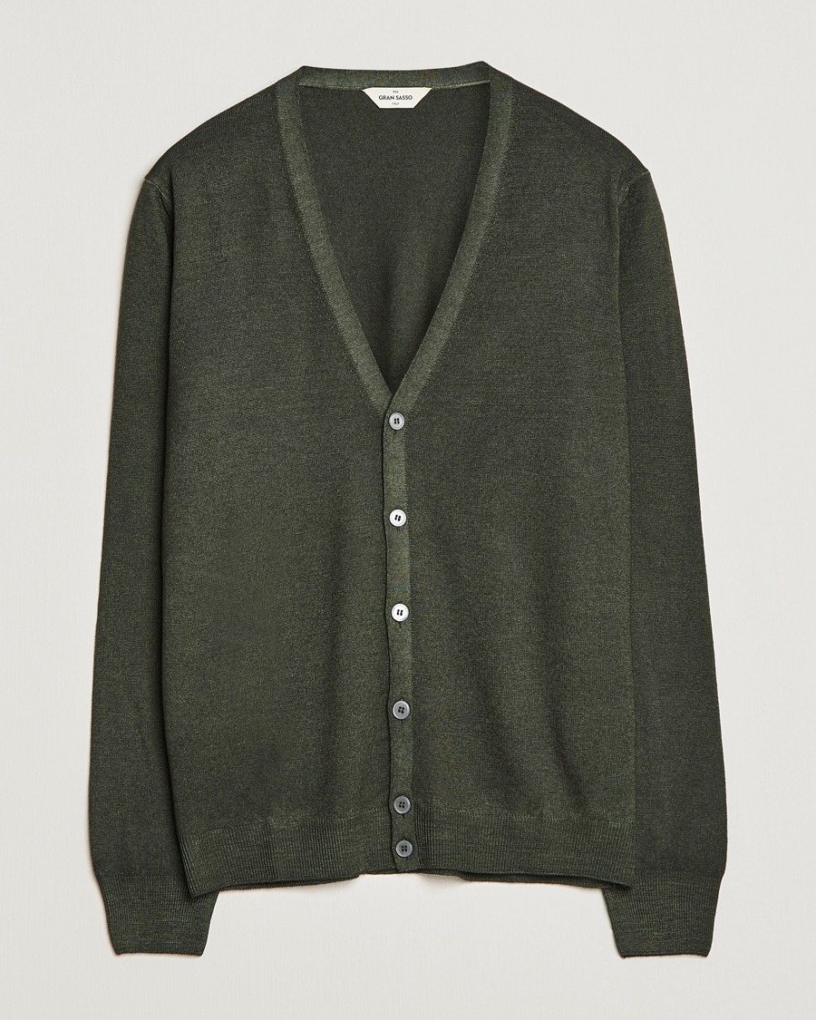 Hombres | Jerséis y prendas de punto | Gran Sasso | Vintage Merino Fashion Fit Cardigan Green