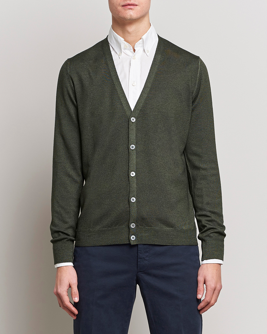 Hombres | Jerséis y prendas de punto | Gran Sasso | Vintage Merino Fashion Fit Cardigan Green