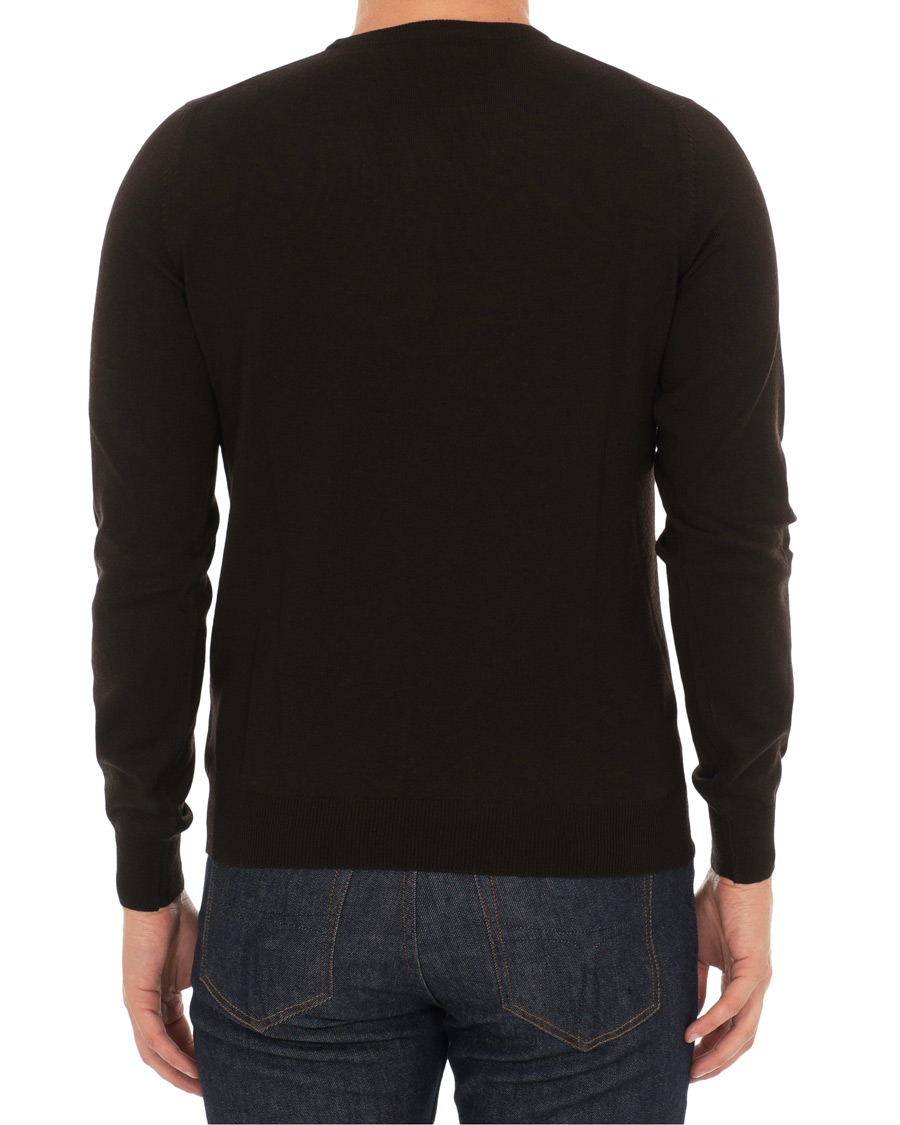 Hombres | Jerséis y prendas de punto | Gran Sasso | Merino Fashion Fit Crew Neck Pullover Brown