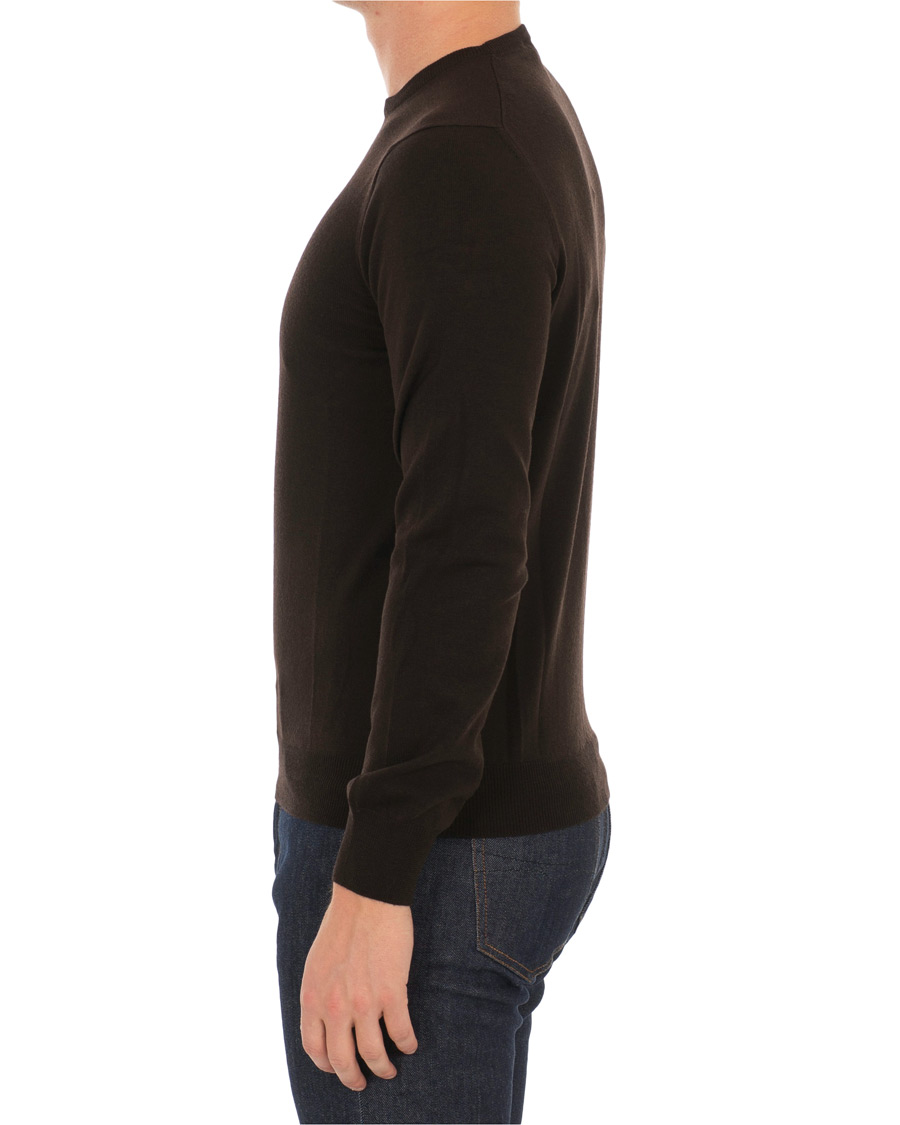 Hombres | Jerséis y prendas de punto | Gran Sasso | Merino Fashion Fit Crew Neck Pullover Brown