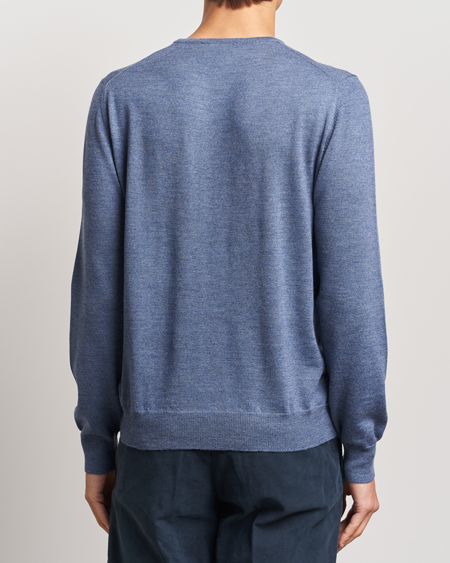 Hombres | Jerséis y prendas de punto | Gran Sasso | Merino Fashion Fit Crew Neck Pullover Blue Melange