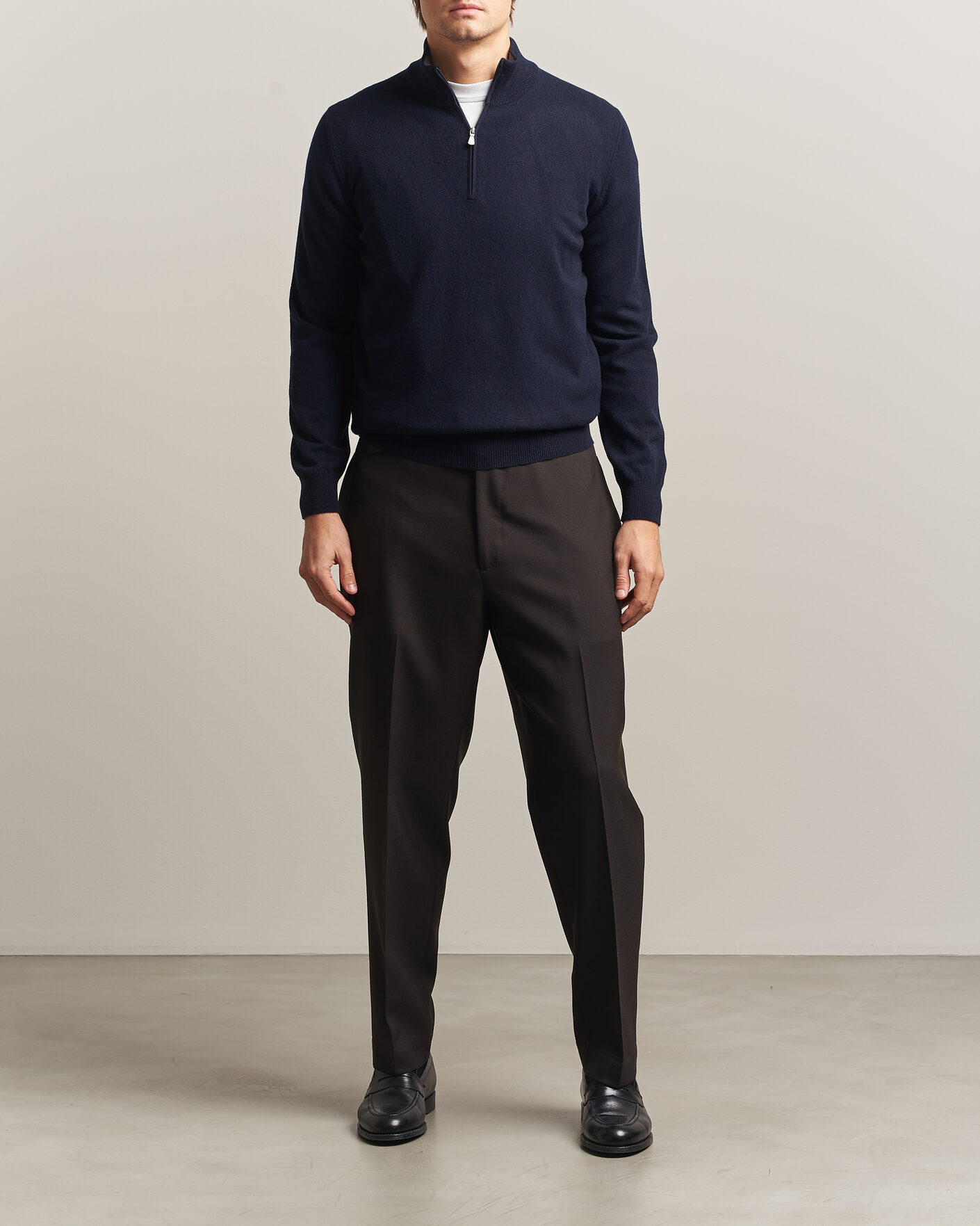Hombres | Jerséis y prendas de punto | Gran Sasso | Wool/Cashmere Half Zip Navy