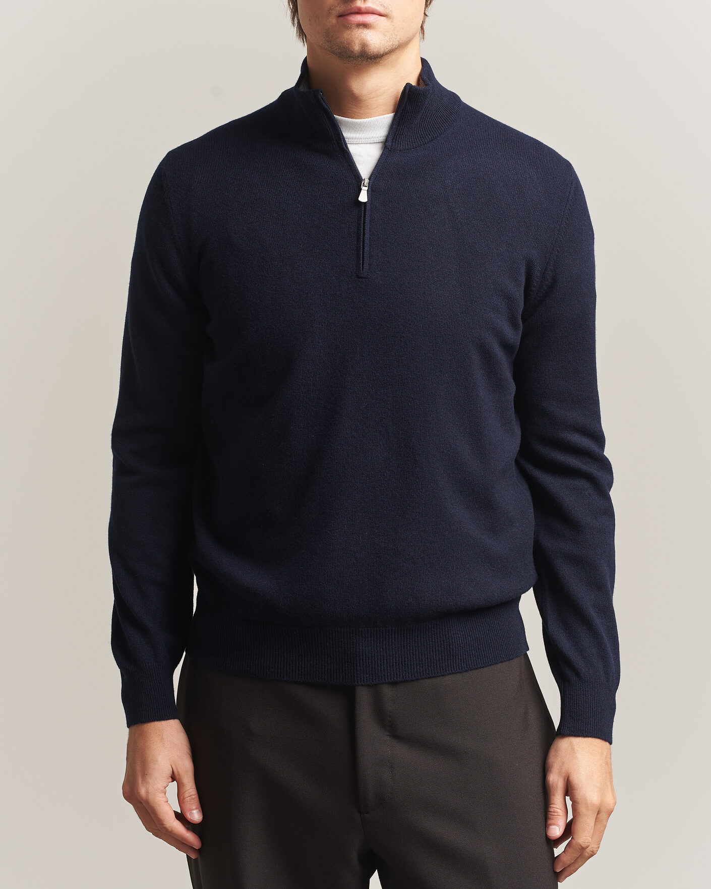 Hombres | Jerséis y prendas de punto | Gran Sasso | Wool/Cashmere Half Zip Navy