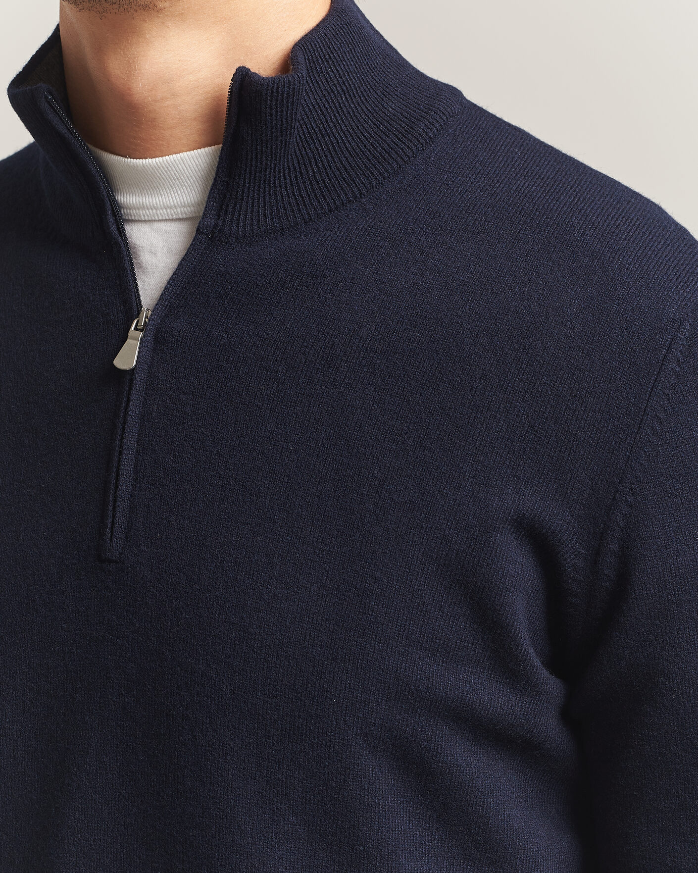 Hombres | Jerséis y prendas de punto | Gran Sasso | Wool/Cashmere Half Zip Navy