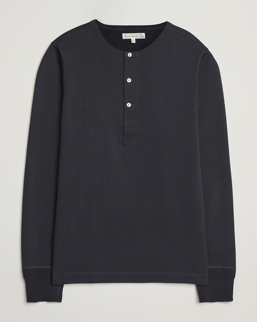 Hombres | Jerséis y prendas de punto | Merz b. Schwanen | Classic Organic Cotton Henley Sweater Charcoal
