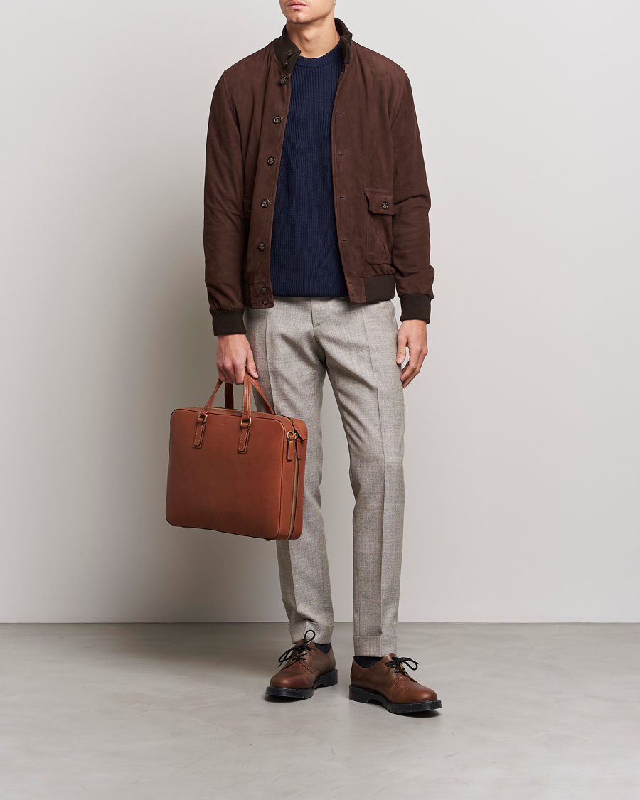 Hombres | Business & Beyond | Mismo | Morris Full Grain Leather Briefcase Tabac