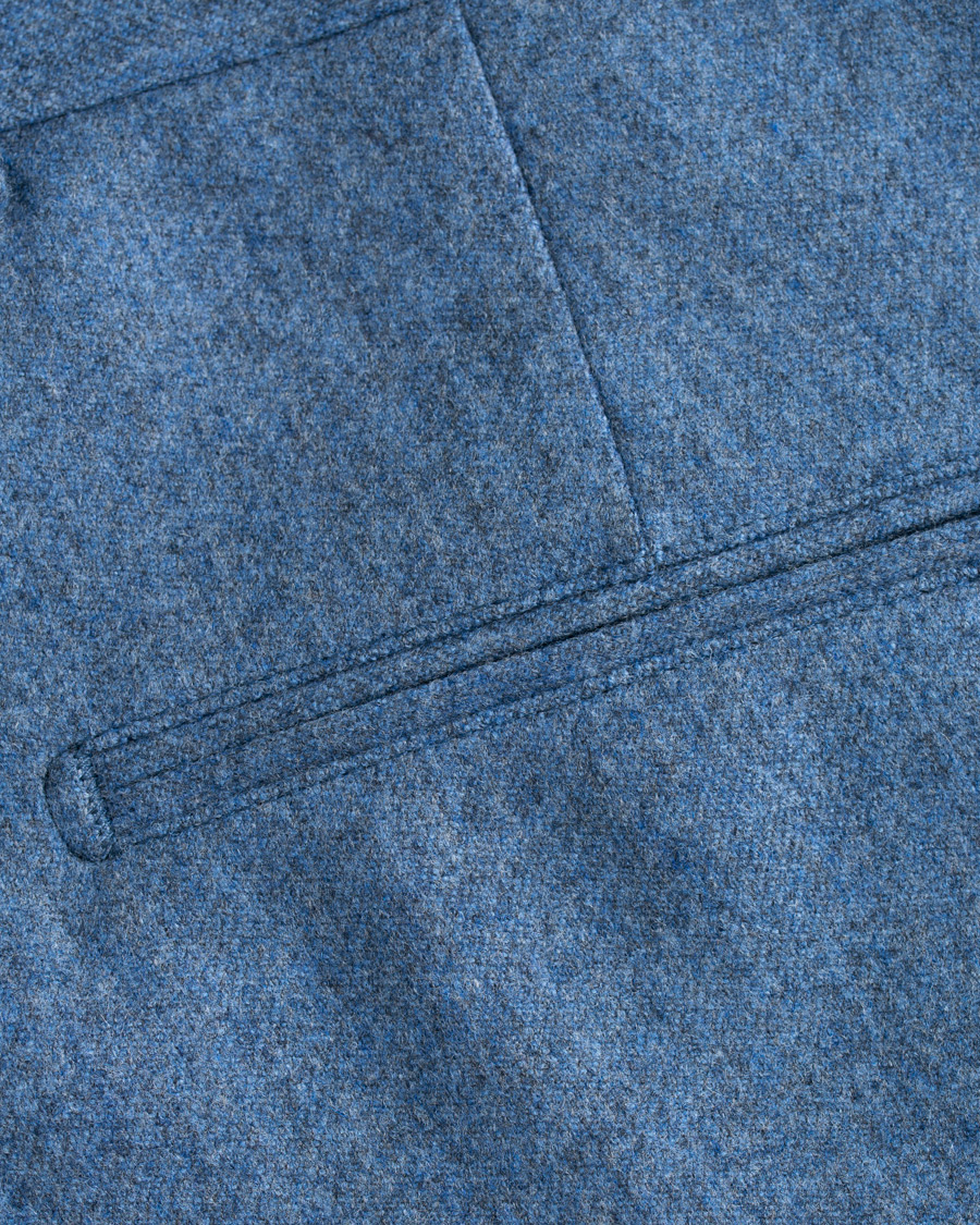 Hombres | Pantalones | Oscar Jacobson | Dean Turn Up Flannel Trousers Light Blue