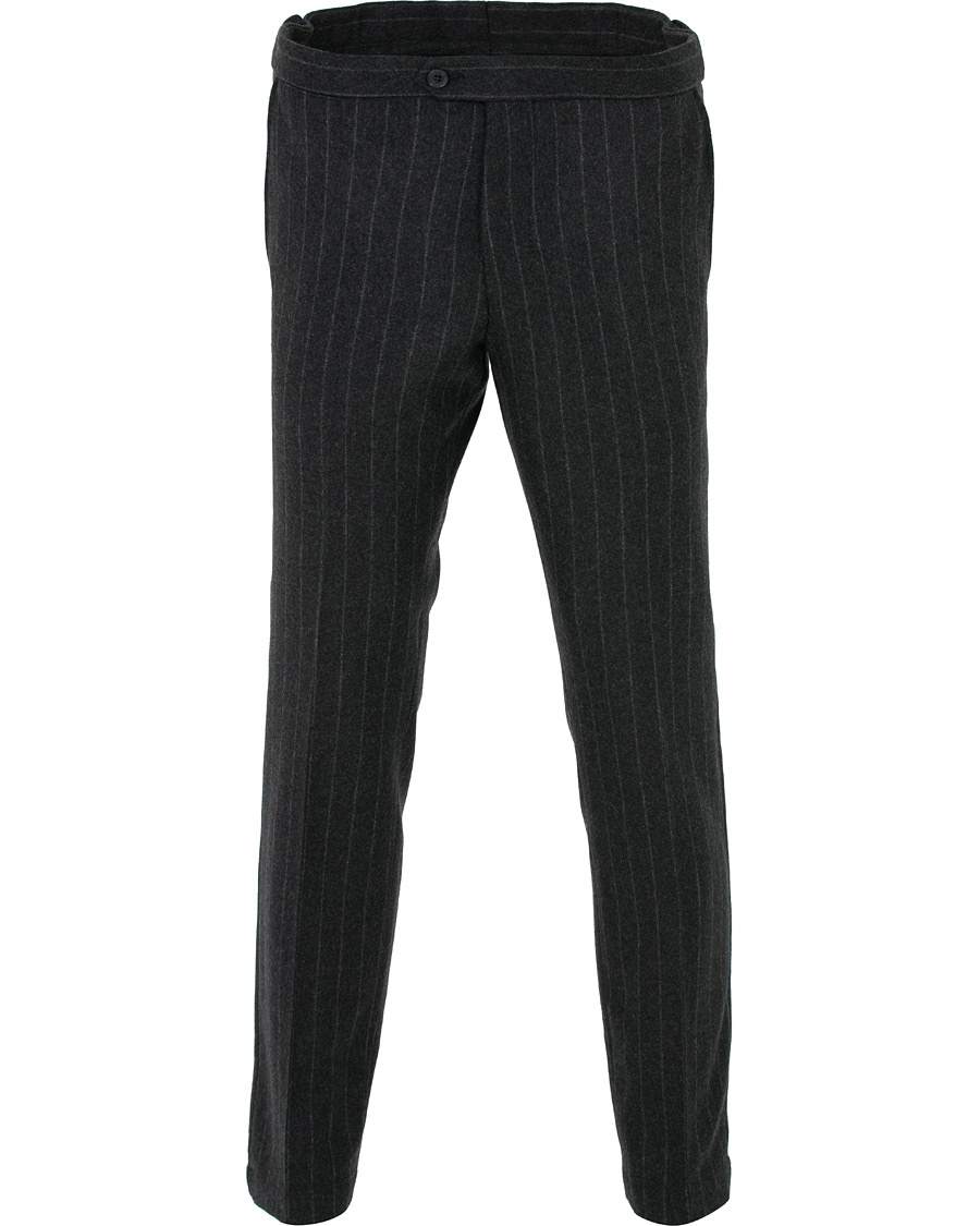 Hombres | Pantalones | Oscar Jacobson | Nilo Chalkstripe Side Adjuster Trousers Dark Grey