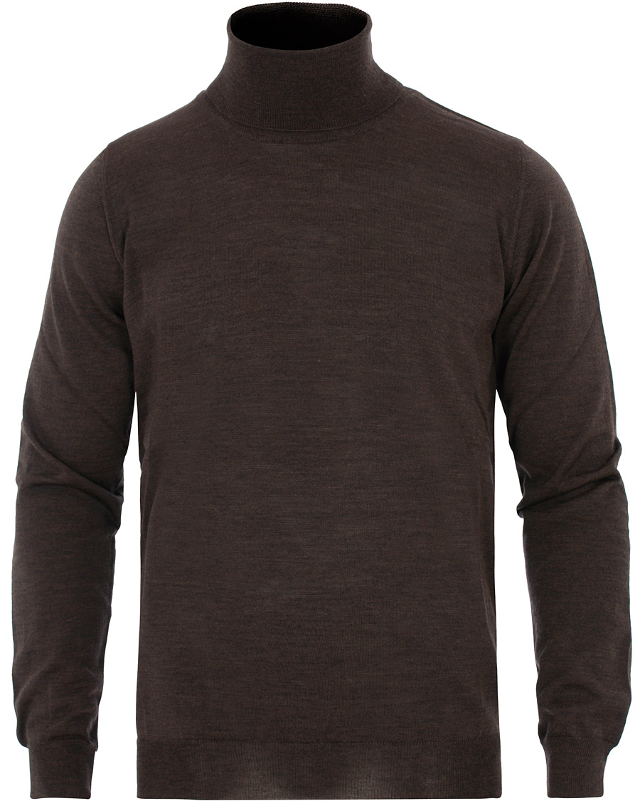 Hombres | Jerséis y prendas de punto | Oscar Jacobson | Cole Extra Fine Merino Rollneck Brown
